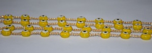 Cadena de Rosario con Cuentas Amarillas de 4mm de la Mejor Calidad, Chapada en Oro, Hecha a Mano, para la Fabricación de Joyería - Product Image 6