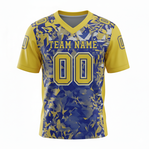 เสื้อซ้อมอเมริกันฟุตบอลแบบกำหนดเองสำหรับผู้ใหญ่ แขนสั้น ระบายอากาศได้ดี มีตัวเลือกไซส์ใหญ่ ด้านหน้า 100% โพลีเอสเตอร์ คอวี - Product Image 1