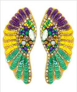 Pendientes de cuentas de cristal con diseño de Mardi Gras, bordados a mano con cuentas de lujo, para mujeres y niñas - Product Image 4