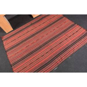 พรมสไตล์ตุรกีขนาดใหญ่4.7x5.4ฟุต, พรมปูพื้นแบบถักสีดำสีแดงคลาสสิกมีลายเย็บปะด้านหลังเป็นยางสำหรับโถงทางเดินห้อง - Product Image 2