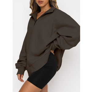 Sudaderas de manga larga con media cremallera para mujer de calidad superior 2024, venta al por mayor personalizada con tela de punto con logotipo frontal - Product Image 5