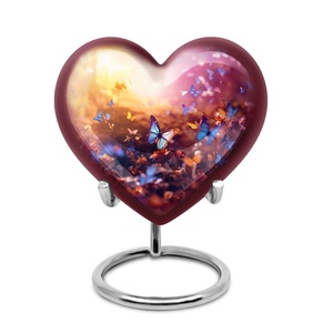 Urna de corazón de mariposa para cenizas Recuerdo colorido Decorativo moderno para cenizas humanas Urna conmemorativa de entierro funerario para adultos - Product Image 1