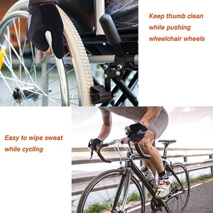 Factory-Made Men's Racing Fingerless Gloves <b>PU</b> Leather/Synthetic Leather Padded Washable Eco-Friendly for Mountain Biking Full - Product Image 5