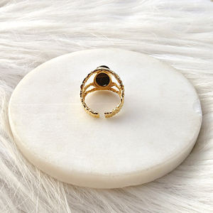 Nueva colección de anillos de ojo de tigre negro en latón chapado en oro de 18k, joyería elegante y con estilo, accesorios para fiestas para mujeres. - Product Image 3