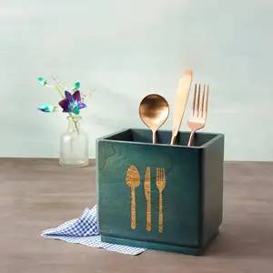 木制餐具刀架球童餐具和银器组织者勺子叉子刀和餐巾纸用品