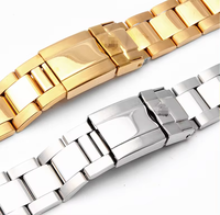 Bracelet en acier inoxydable 17mm 20mm avec boucle pliante en métal incurvée Accessoires de bracelet de plongée pour bracelet de montre Daytona avec logo