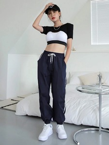 Pantalones de chándal de forro polar de algodón para mujer, pantalones informales holgados de cintura alta de color sólido de nuevo estilo, venta al por mayor OEM - Product Image 5