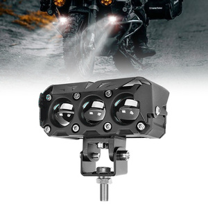 Phare de moto à 3 LED 60W en aluminium blanc et jaune, faisceau haut/bas, avec ventilateur - Product Image 1