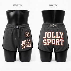 Shorts morados de mezcla de algodón grueso de 380 GSM con apliques bordados y logotipo personalizado para mujer - Product Image 6