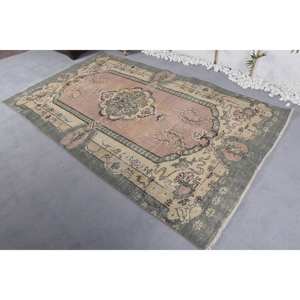 Vintage 5X8,8 ft Beige Vert Laine Patchwork Tapis Grande Surface Rectangle Abstrait Motif Latex pour Couloir Chambre Tapis Viscose PP - Product Image 2