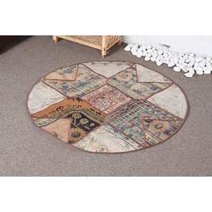 Style Turc Vintage Grand Rectangle 3.4X3.4 ft Laine Patchwork Tapis Design Classique avec Support en Latex pour Salon - Product Image 3