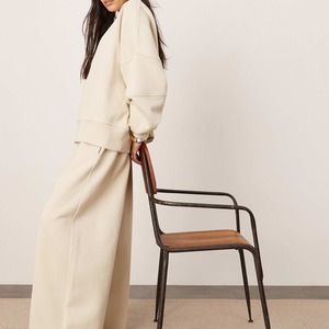 Bộ Sưu Tập Mới Mùa Đông Phụ Nữ Được Thiết Kế Nặng Đồng Bằng Crewneck Tracksuit Quan Hệ Nhân Quả Activewear Lỏng Cộng Với Kích Thước Phụ Nữ khiêm tốn Thiết Lập - Product Image 4