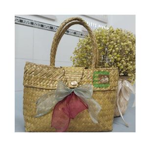Natural Style Water Hyacinth Half Moon Shape Zipper Closure Double Handle Lady Tote <b>Beach</b> <b>Bag</b> for <b>Women</b> Outdoor - Product Image 5