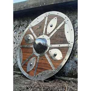 Escudo Náutico Redondo Vikingo, Estilo Guerrero Marítimo Medieval, Madera y Acero Dulce, 24 Pulgadas, para Recreación Histórica - Product Image 5