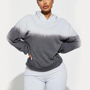 Sweat-shirts à capuche oversize bicolores lavés pour femmes, de la meilleure qualité, pour l'hiver, grandes tailles, écologiques, avec logo personnalisé, commandes en gros - Product Image 3