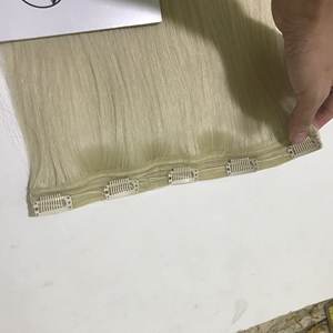 Wholesale unprocessed 100% Brazilian Human Hair Clip In Hair Extensions full cuticle aligned clip human hair - Product Image 4
