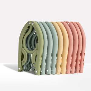 10pcs Set Foldable Travel <b>Plastic</b> Clothes Hangers Space-Saving Single-Tier Clothing Organizer for Wardrobe - Product Image 1