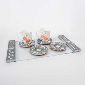 Nouveau design indien fait à la main en nacre incrustation d'os sous-verre à thé ensemble de soucoupes à thé pour tables basses - Product Image 5