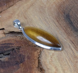 Colgante de plata estilo bohemio hecho a mano, joyería de plata de ley 925, colgante de tendencia de piedras preciosas de ojo de tigre, joyería para regalo de mujer - Product Image 3