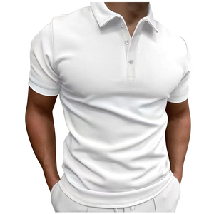 T-shirts formels pour hommes de haute qualité, tricotés, manches courtes, séchage rapide, coton, impression de logo personnalisé, couleurs unies, vente en gros - Product Image 2
