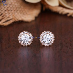 Labstone Classic 1.71 TDW Boucles d'oreilles en or rose taille ronde avec diamant Couleur EF-VS Certifié IGI Or 18K & 14K - Product Image 1