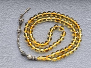 ลูกปัดสวดมนต์อิสลามทำด้วยมือลูกประคำสีเหลืองอำพันทาสบิห์ธรรมชาติของขวัญอิสลามไม่เหมือนใคร66เม็ดแมลง - Product Image 5