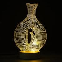 Jarrón de Hierro con Diseño de Flor, Lámpara LED con Ilusión Óptica 3D, Estilo Art Deco, Colores y Formas Personalizables, Hecho a Mano, Moderno, para Mesa, Bodas y Hogar