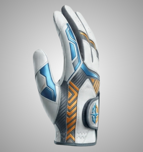 Golf Glove Right Hand Genuine Leather Non-Slip <b>Hook</b> And Loop Closure Unisex Sports Blue Orange Design for Practice OEM Supply - Product Image 4
