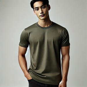 Camiseta informal OEM con diseño de logotipo personalizado para hombre, camiseta de talla grande holgada de seda helada de verano, manga corta, estampado ligero - Product Image 1