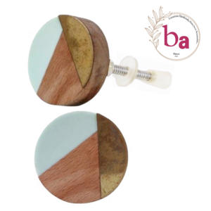 Handicraft Tricolour Round Resin Wood Brass Drawer <b>Door</b> Cabinet Knobs <b>for</b> Kitchen Warehouse Hotel Living Room <b>for</b> Apartment Use - Product Image 1