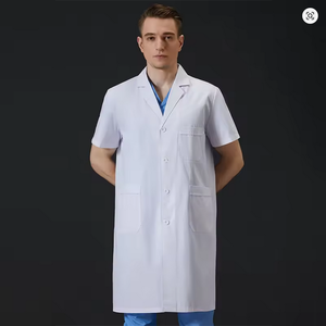 Blouse de laboratoire personnalisable à manches courtes pour hommes et femmes uniformes hospitaliers de longueur régulière avec logo - Product Image 4