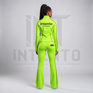 Ensemble de survêtement pour femmes, coupe ample, veste zippée et pantalon large, logo sur le devant, vêtements de sport - Product Image 2