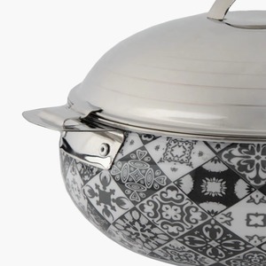 Casserole blanche avec design artistique noir et couvercle en or Bol chauffe-plats élégant pour cuisine élégante salle à manger mariage - Product Image 3
