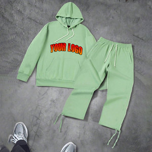 Color Block Boxy Man <b>Sweatpants</b> and Hoodie Set Streetwear <b>Oversized</b> Tracksuit Heavyweight Fleece Blank Flared Baggy Tracksuits - Product Image 1