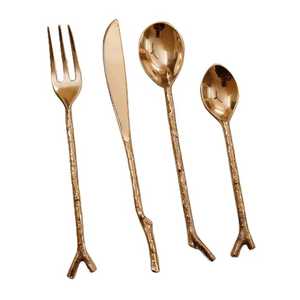 Cubiertos Decorativos de Oro, Cuchara, Tenedor y Cuchillos para Cena, Juego de Cubiertos de Acero Inoxidable, Juego de Cubiertos para Restaurante, Venta Caliente, Precio Bajo - Product Image 2