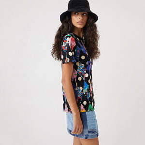 Camisetas de algodón antibolitas para mujer 2024, diseño personalizado, XL estilo informal, decoración de logotipo con estampado de punto de alta calidad, venta al por mayor - Product Image 5