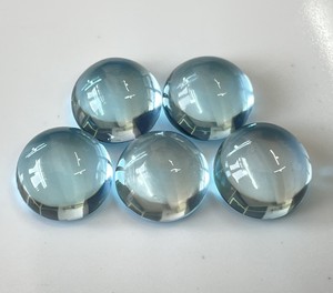 พลอยบุษราคัมทรงกลมทรงกลมทรงหลวม4มม. สีฟ้าบุษราคัมท้องฟ้าธรรมชาติ - Product Image 5