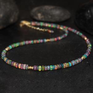 Ethiopian Fire Opal <b>Necklace</b> for Women <b>October</b> <b>Birthstone</b> Rondelle Shaped Natural Gemstone Rare <b>October</b> Gift for Her - Product Image 1