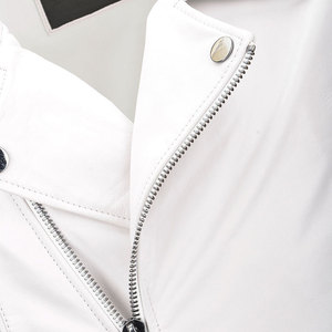 Veste de motard en cuir tanné végétal de qualité supérieure en blanc-Design élégant pour la mode masculine - Product Image 6