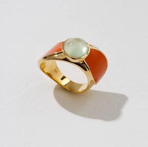 Anillo de Peridoto con Esmalte Naranja, Diseño Grueso, Chapado en Oro de 14K, Personalizable para Venta al por Menor, OEM, ODM, desde Tailandia - Product Image 1