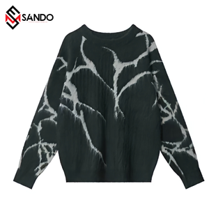 Suéter de invierno de estilo Vintage para mujer, Jersey de punto de algodón transpirable, logotipo personalizado, encaje Jacquard, cuello redondo, flores bordadas - Product Image 2