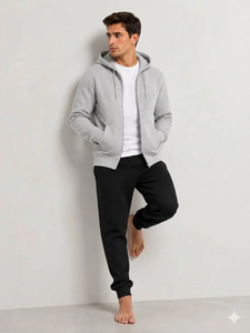 Sudadera con capucha informal para hombre con cremallera, tela suave y duradera, y capucha ajustable para un confort confiable durante viajes y actividades al aire libre. - Product Image 4