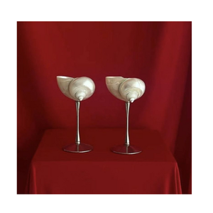 Seashell Glasses Vietnam Handmade Decorative Glass Cups with Real Seashells for <b>Table</b> Display and Event Decoration Vietnam Made - Product Image 2