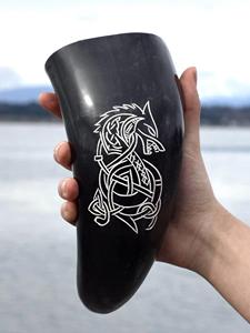 Corne à boire naturelle Viking de haute qualité polie écologique en corne de buffle Design animal - Product Image 3