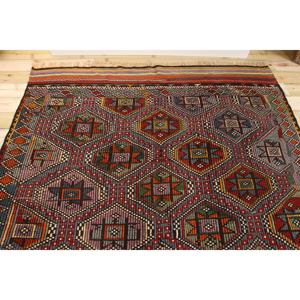 Tapis turc vintage 6x8,8 pieds, grand tapis, tapis camouflage rouge - Product Image 3