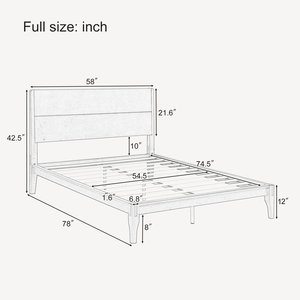 Cadre de lit à plateforme en bois de bambou et acajou massif Design moderne Double Queen Sizes avec latte de bois Support en métal Aucun sommier nécessaire - Product Image 4