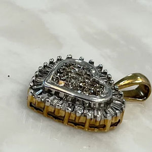 10k Yellow Solid Gold Heart Pendant Natural Diamond Heart Pendant Gold Plated Accessories for Women's Fashion Jewelry - Product Image 1