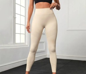 Women's High Quality <b>Knitted</b> Gym Workout Yoga Pants Lifting <b>Leggings</b> with Mid Waist Solid Pattern - Product Image 4