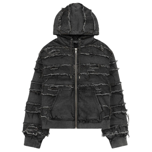 เสื้อฮู้ดมีซิปสำหรับผู้ชายผ้าคอตตอนมีฮู้ดผ้าเกล็ดปลาแบบปักลาย - Product Image 1