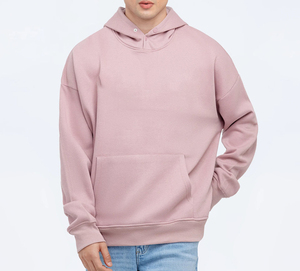 เสื้อฮู้ดดี้ผู้ชายทรงโอเวอร์ไซส์ ผ้าคอตตอน 100% หนานุ่ม สีพื้น ปักโลโก้ตามสั่ง คุณภาพสูง แบบไหล่ตก สำหรับฤดูใบไม้ร่วง - Product Image 3